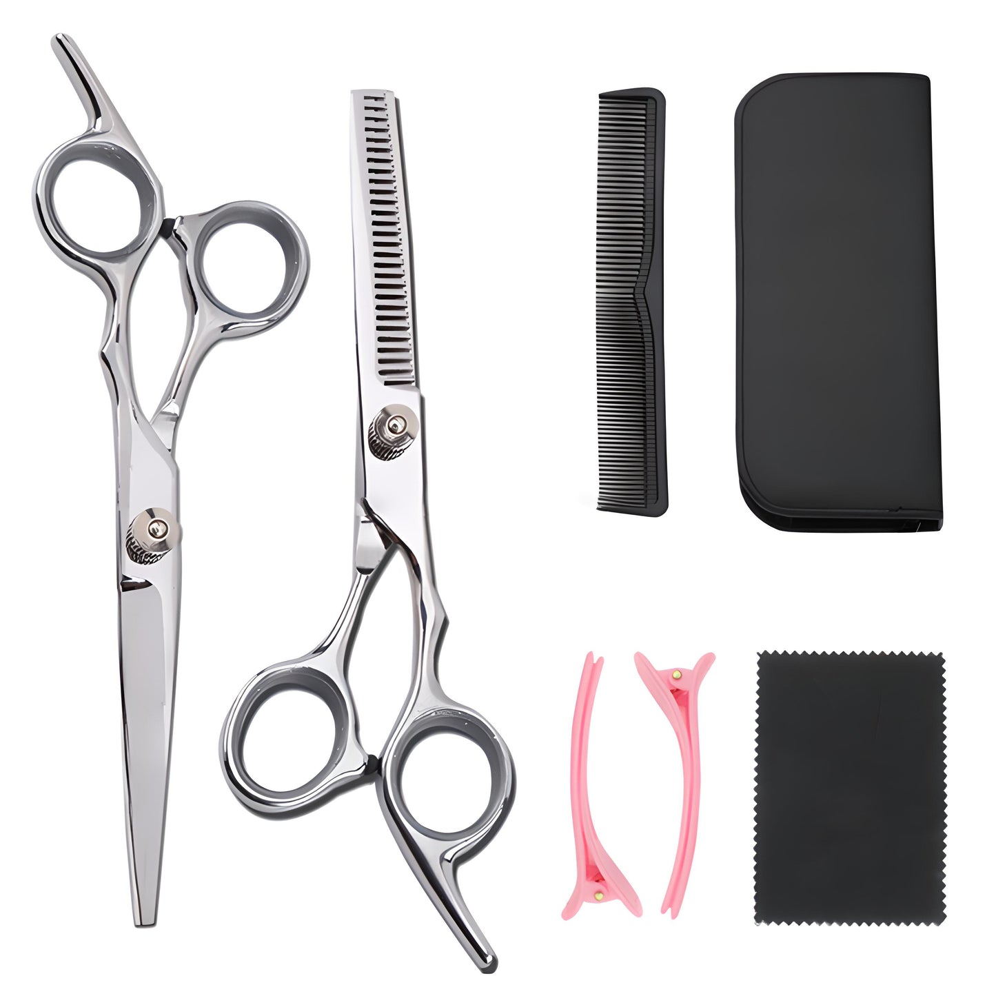RTO XXL Hairdressing Set: Professional Thinning Shears for Hair and Beards, 7-Piece Set