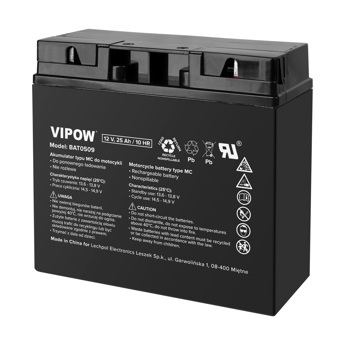 Vipow Gel batteries – VIPOW MC-Type Battery for Motorcycles, 12V 25Ah