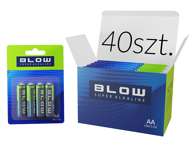 Blow 82-654# Blow Super Alkaline AA LR6 Batteries, Blister Pack of 40