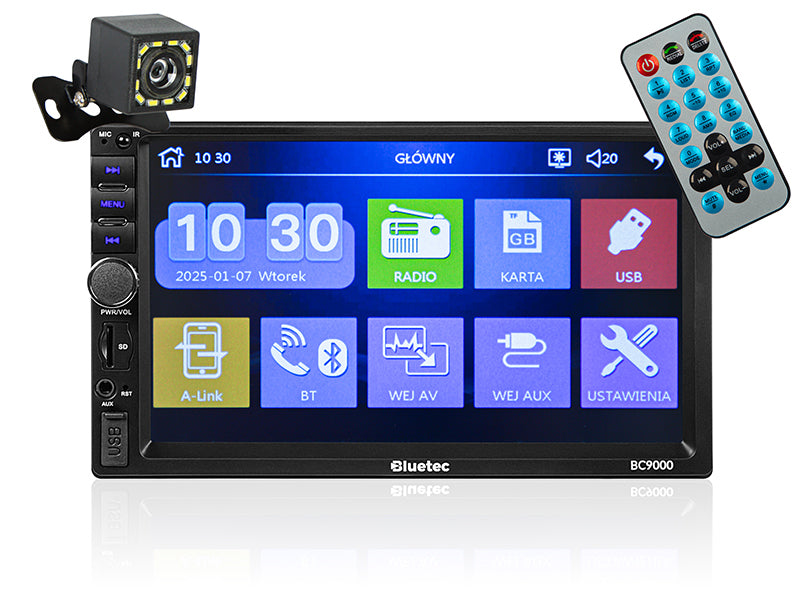 Blow Car – 78-363# Bluetec BC9000 2DIN 7" Radio + Rearview Camera