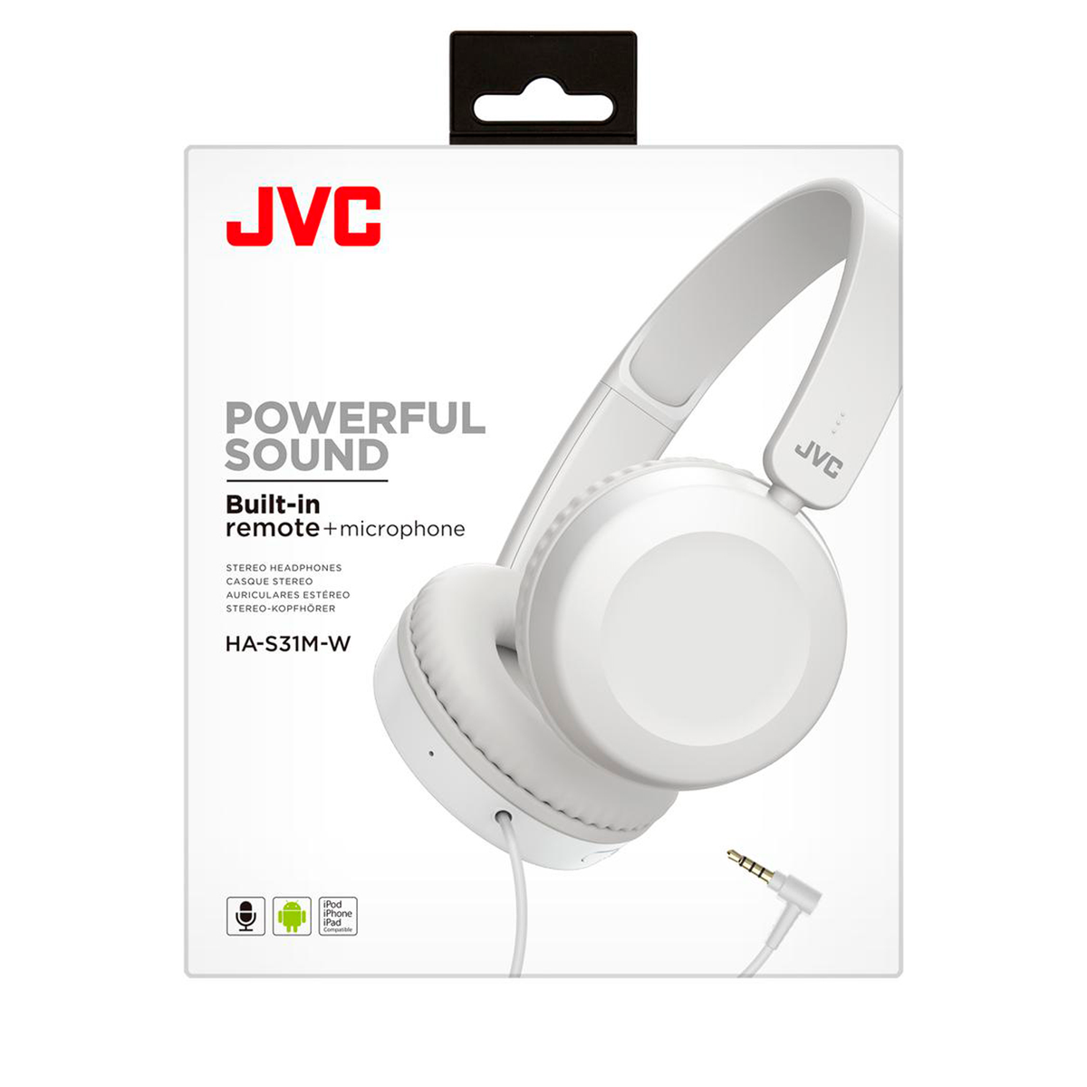 JVC JVC HAS-31 WE Wired Over-Ear Headphones with Remote and Microphone, White – image 7