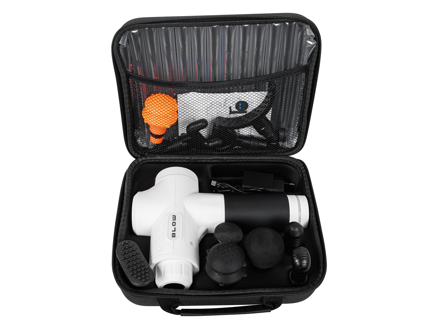 Blow 44-357# Blow Wave 4000 Massage Gun, White + 10 Attachments + Carrying Case – image 6