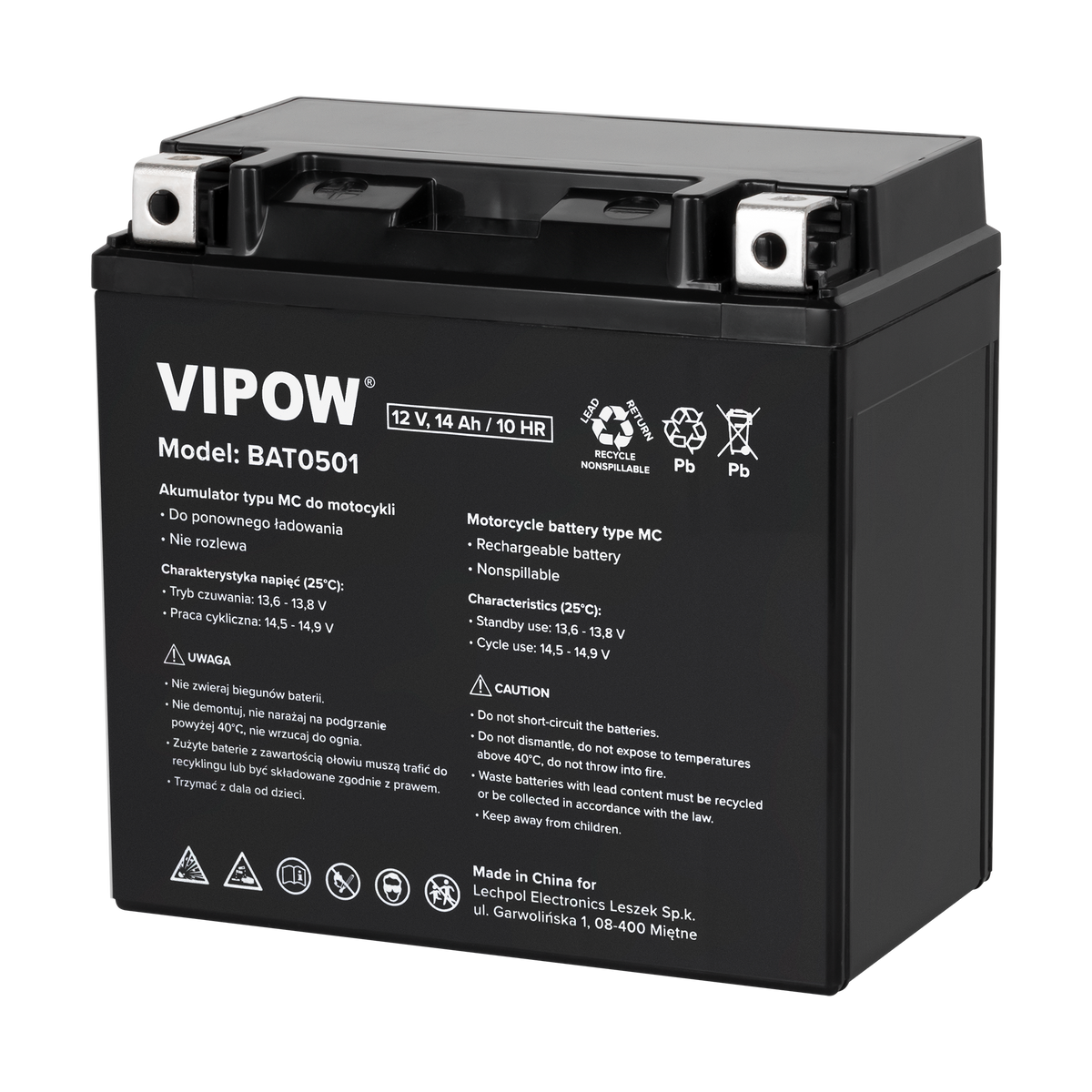 Vipow Gel batteries – VIPOW MC-Type Battery for Motorcycles, 12V, 14Ah