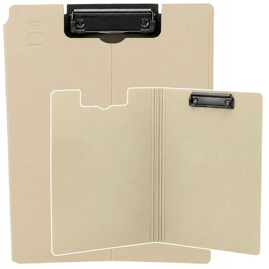 LEAN A4 Plastic Office Pad with Cover and Metal Clip, Beige