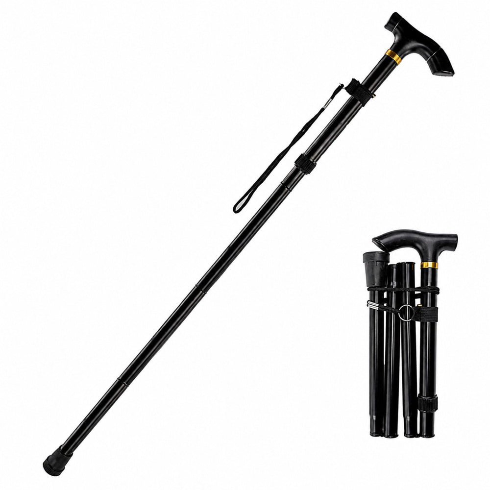 LEAN Folding, Adjustable, Aluminum Telescopic Walking Cane for Seniors, Black, 85–95 cm – image 4