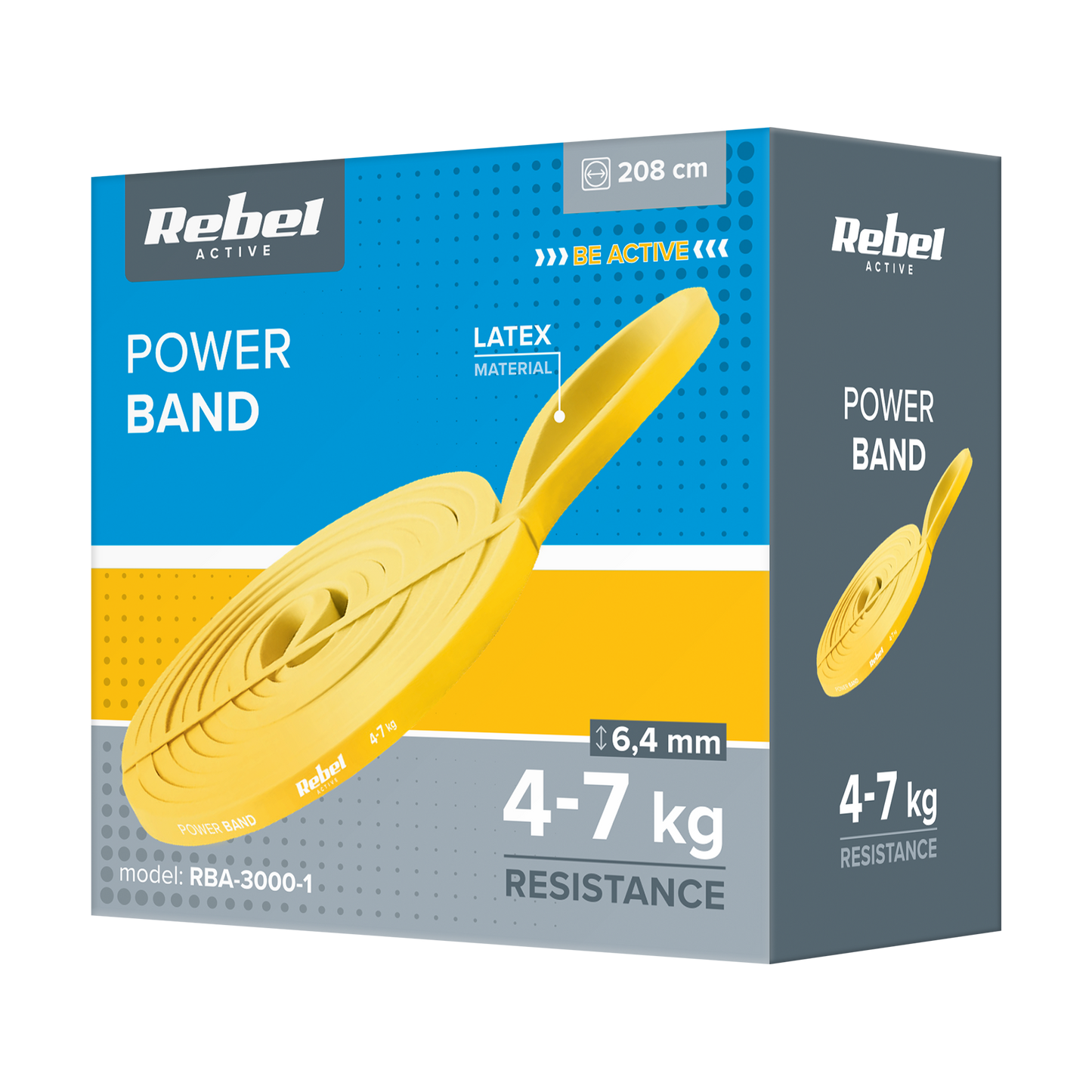 Rebel Latex Exercise Band - Power Band PL-1, Yellow 4-7 kg REBEL ACTIVE – image 3