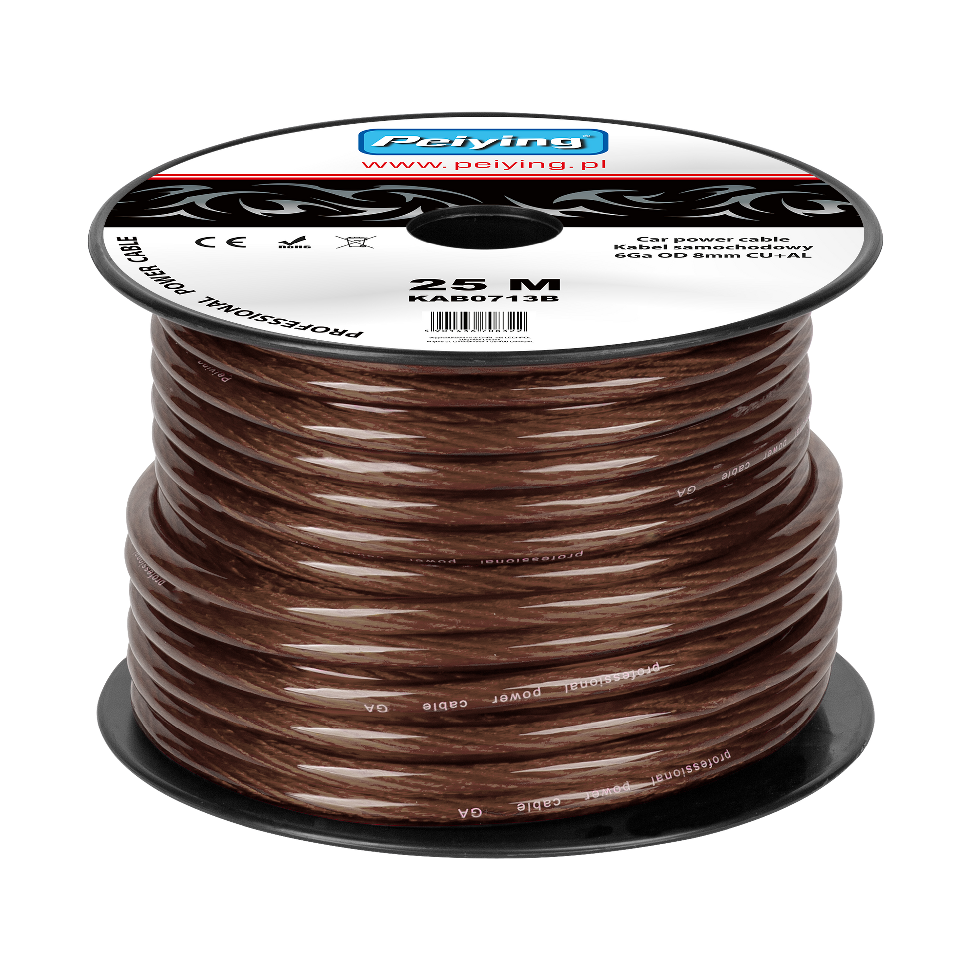 Peiying Power – 6Ga OD 8 mm CU+AL Automotive Cable, 25 m