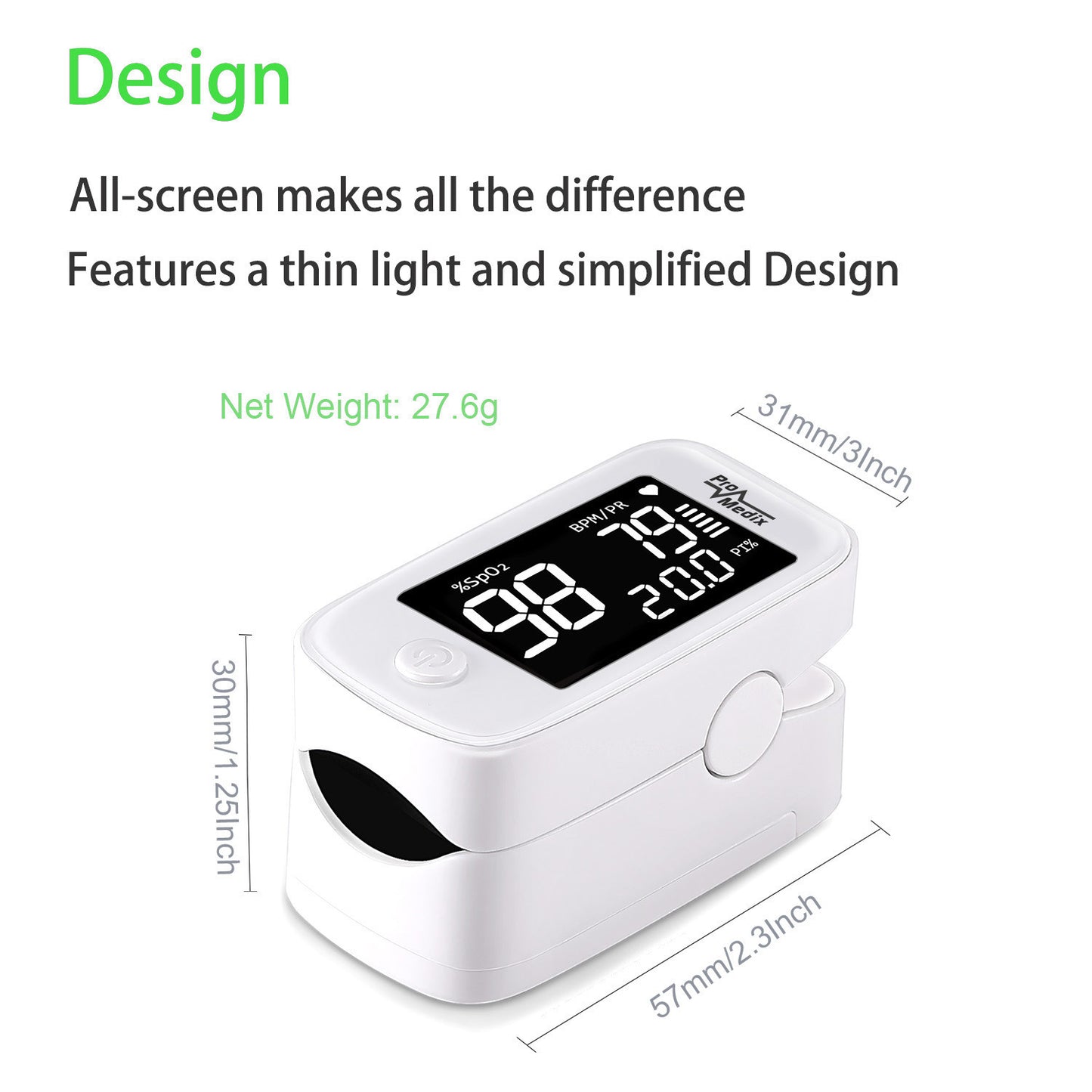 ProMedix Pulse – Promedix PR-870 1.5 HD LED Medical Finger Pulse Oximeter – image 3
