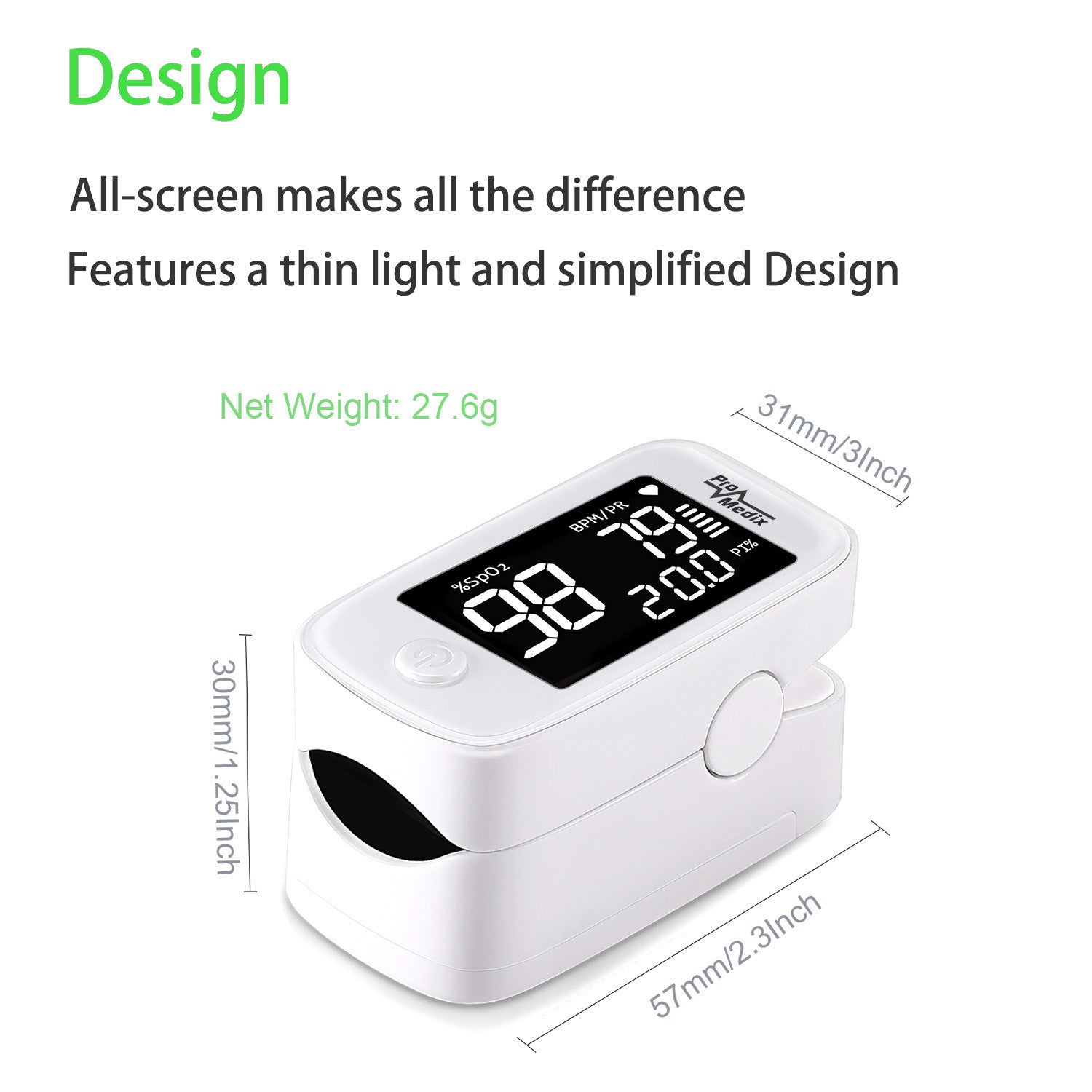 ProMedix Pulse – Promedix PR-870 1.5 HD LED Medical Finger Pulse Oximeter – image 3