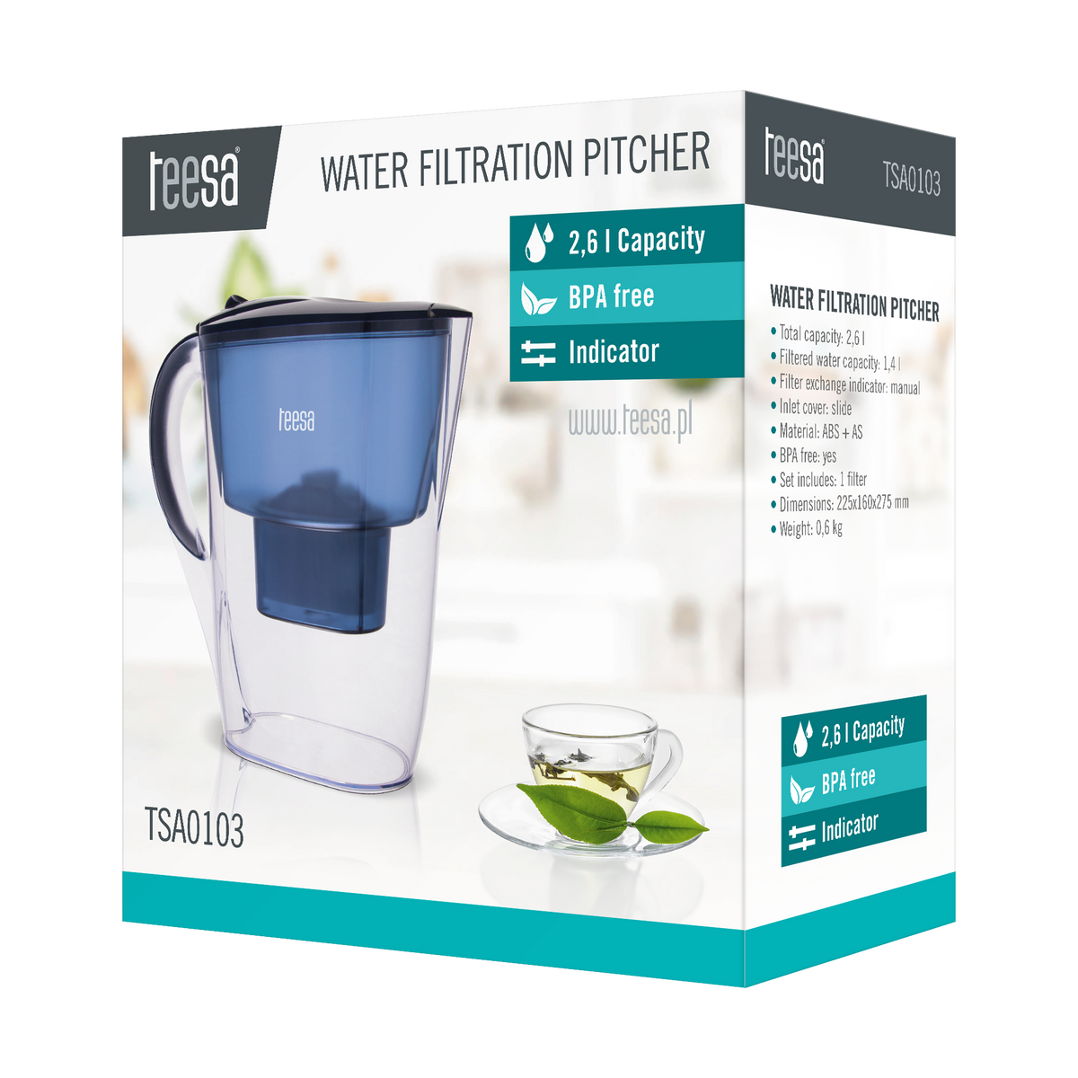 Teesa Jugs – 2.6-liter Blue Filter Pitcher – image 5