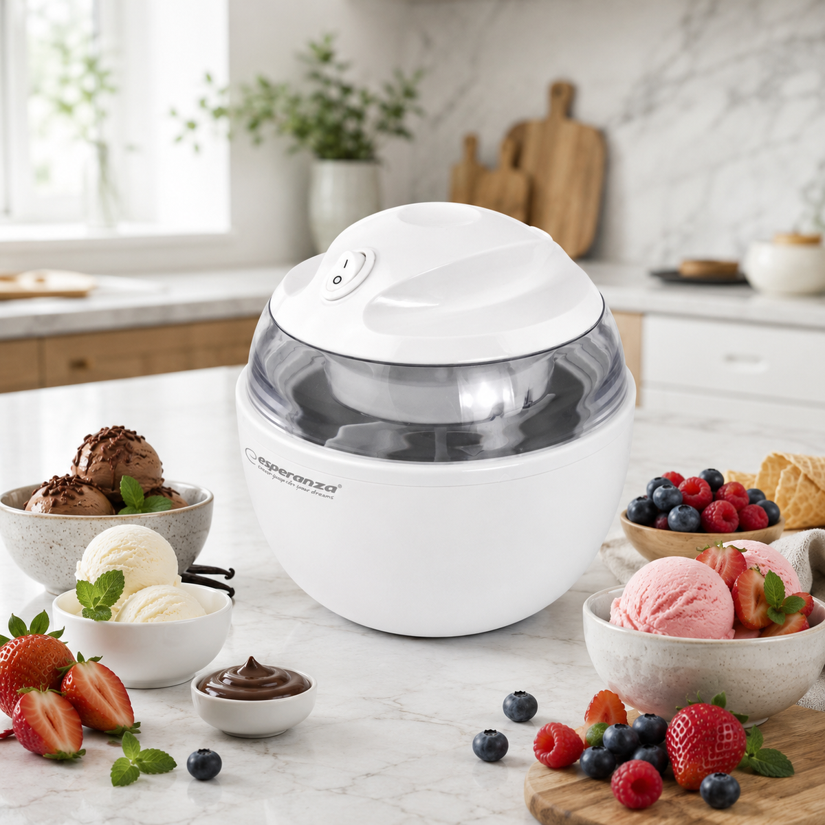 Esperanza Ice Cream and – EKI001 Esperanza Ice Cream Maker, Vanilla, White – image 7