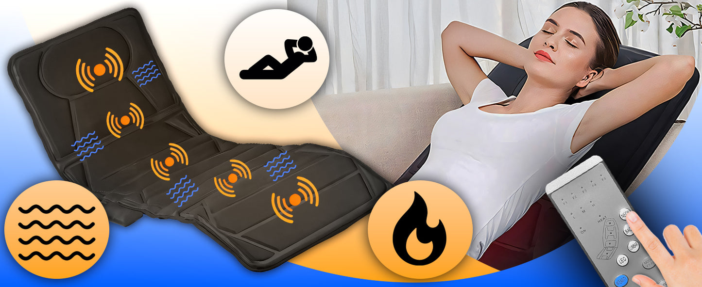 RTO Vibrating Massage Mat, Massage Mattress for Bed or Armchair, 12 Motors, Remote Control - SR319 – image 2