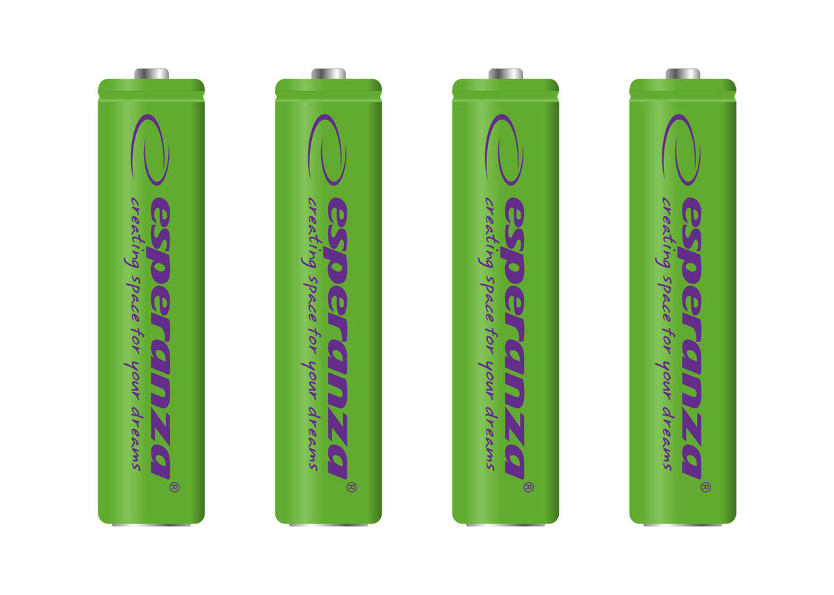 Esperanza EZA102G Esperanza Ni-MH AAA Rechargeable Batteries, 1000 mAh, 4-Pack, Green