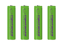 Esperanza EZA102G Esperanza Ni-MH AAA Rechargeable Batteries, 1000 mAh, 4-Pack, Green