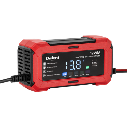 Rebel Universal Charger for AGM/LifePo4 Gel Batteries (2–100 Ah)