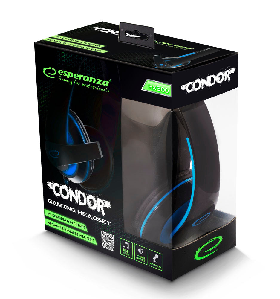 Esperanza Over-ear – EGH300B Condor Blue Gaming Headset with Microphone – image 3
