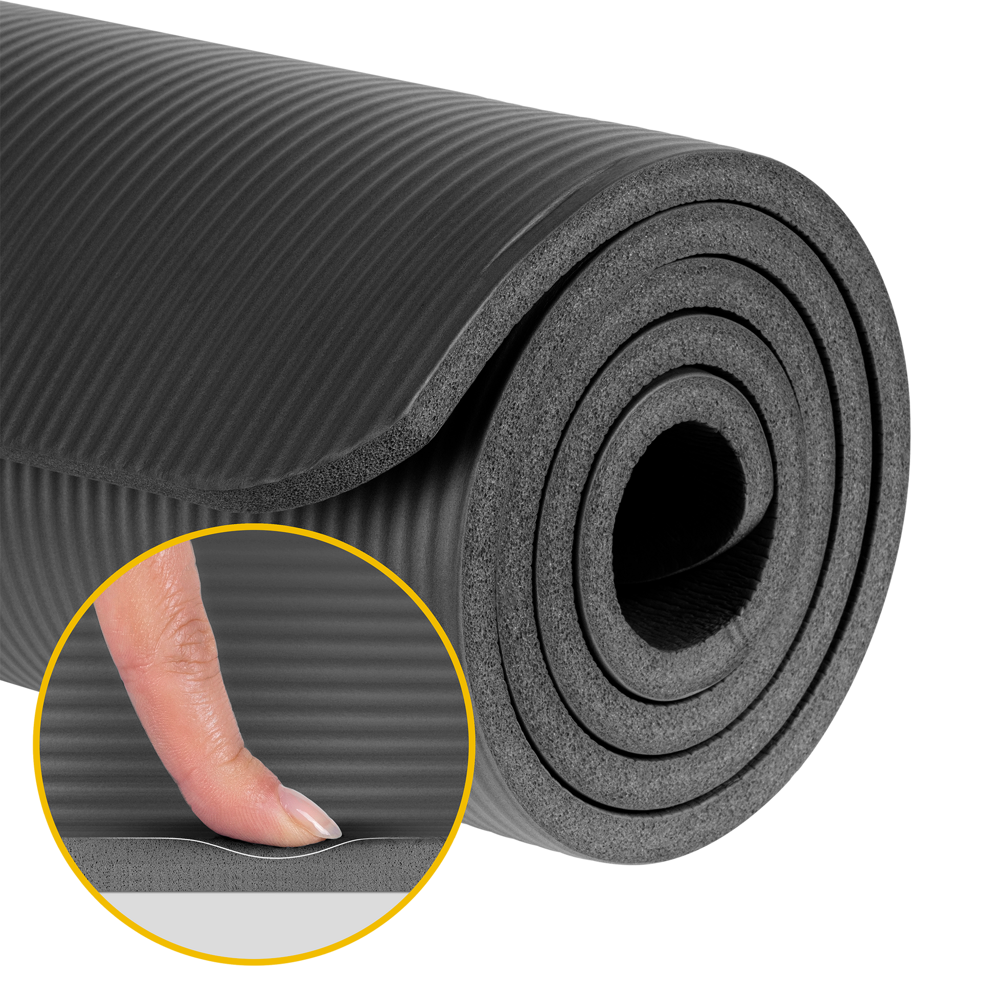 Rebel Exercise mat for yoga, Pilates, and fitness, 183x61 cm, 1.5 cm thick, NBR material, black, REBEL ACTIVE – image 4