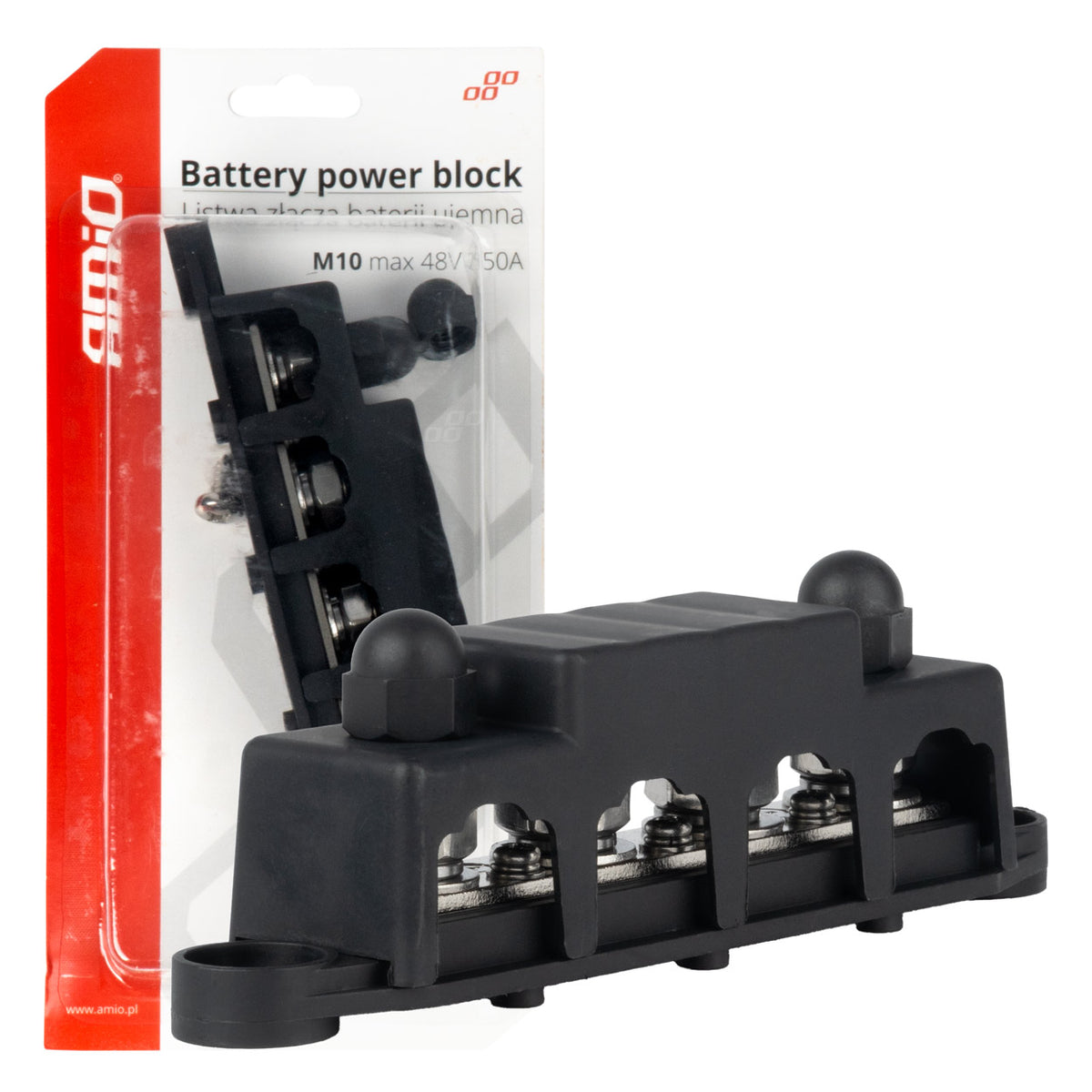 AMiO M10 12V–48V 250A Negative Ground Bus Bar Distribution Block – AMIO-03811
