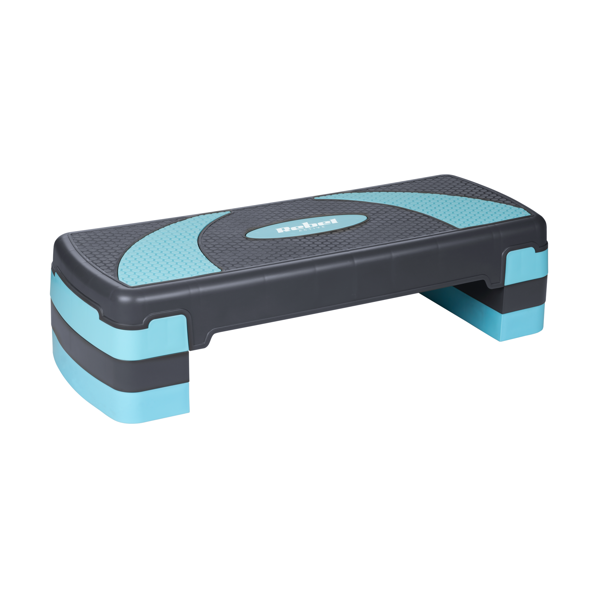 Rebel Aerobics and fitness step, 3 levels, 78 cm, gray-blue, REBEL ACTIVE