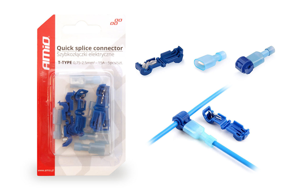 AMiO Type-T Electrical Quick Connectors, 0.75–2.5 mm², 15 A, 5 pcs. AMIO-02344