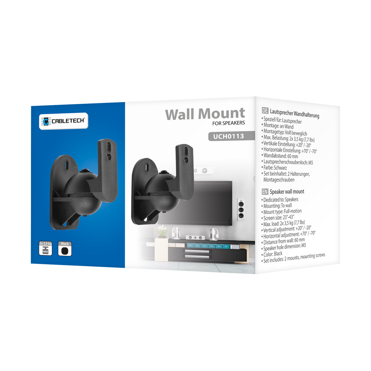 Cabletech Speaker Mounts and – Wall-mount speaker bracket, max. load 3.5 kg – image 7