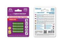 Esperanza EZA102G Esperanza Ni-MH AAA Rechargeable Batteries, 1000 mAh, 4-Pack, Green – image 2