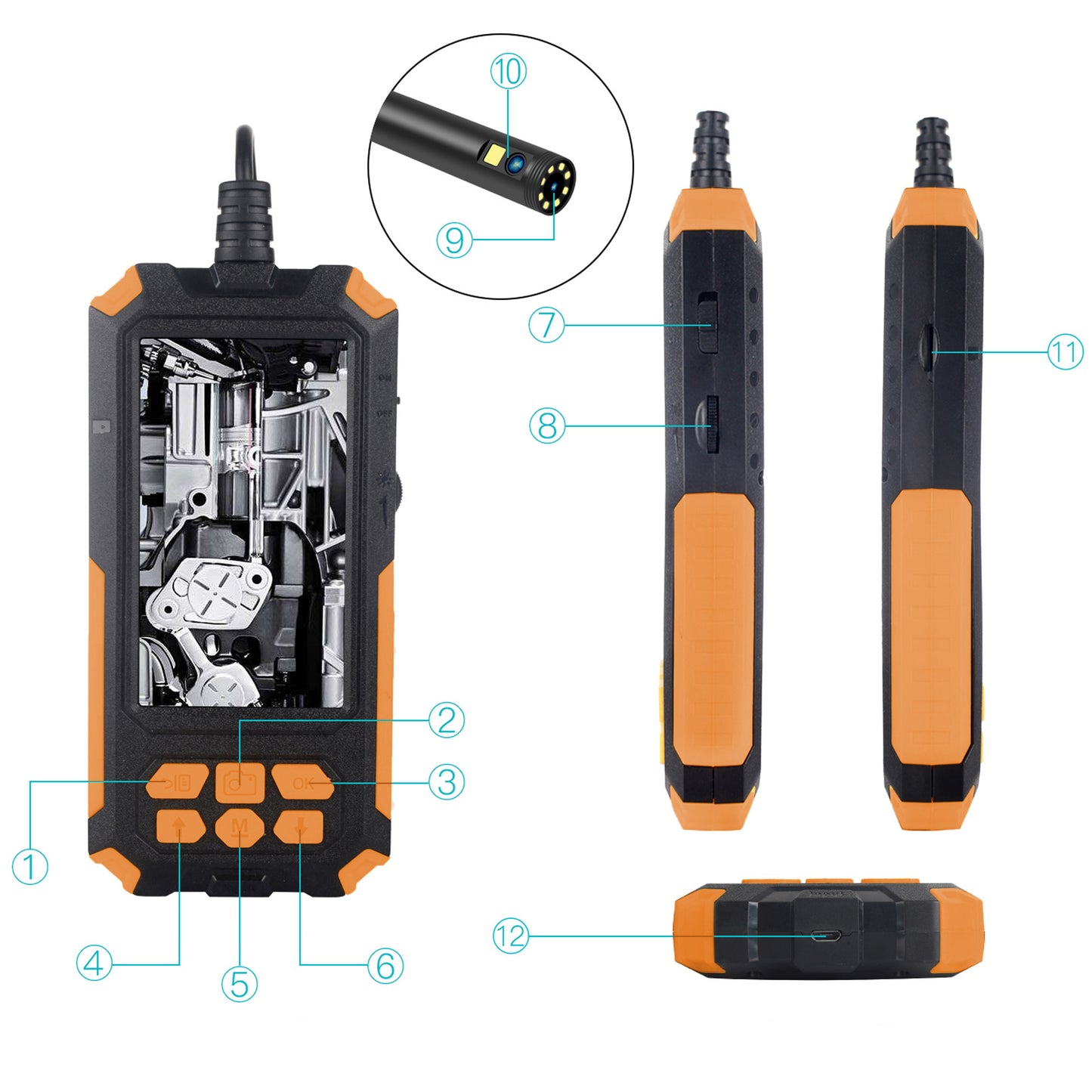 RTO Duo Endoscope Inspection Camera, 5 m, 9 LEDs, 2x Full HD, Workshop Use, Dual Cameras - E696 – image 4
