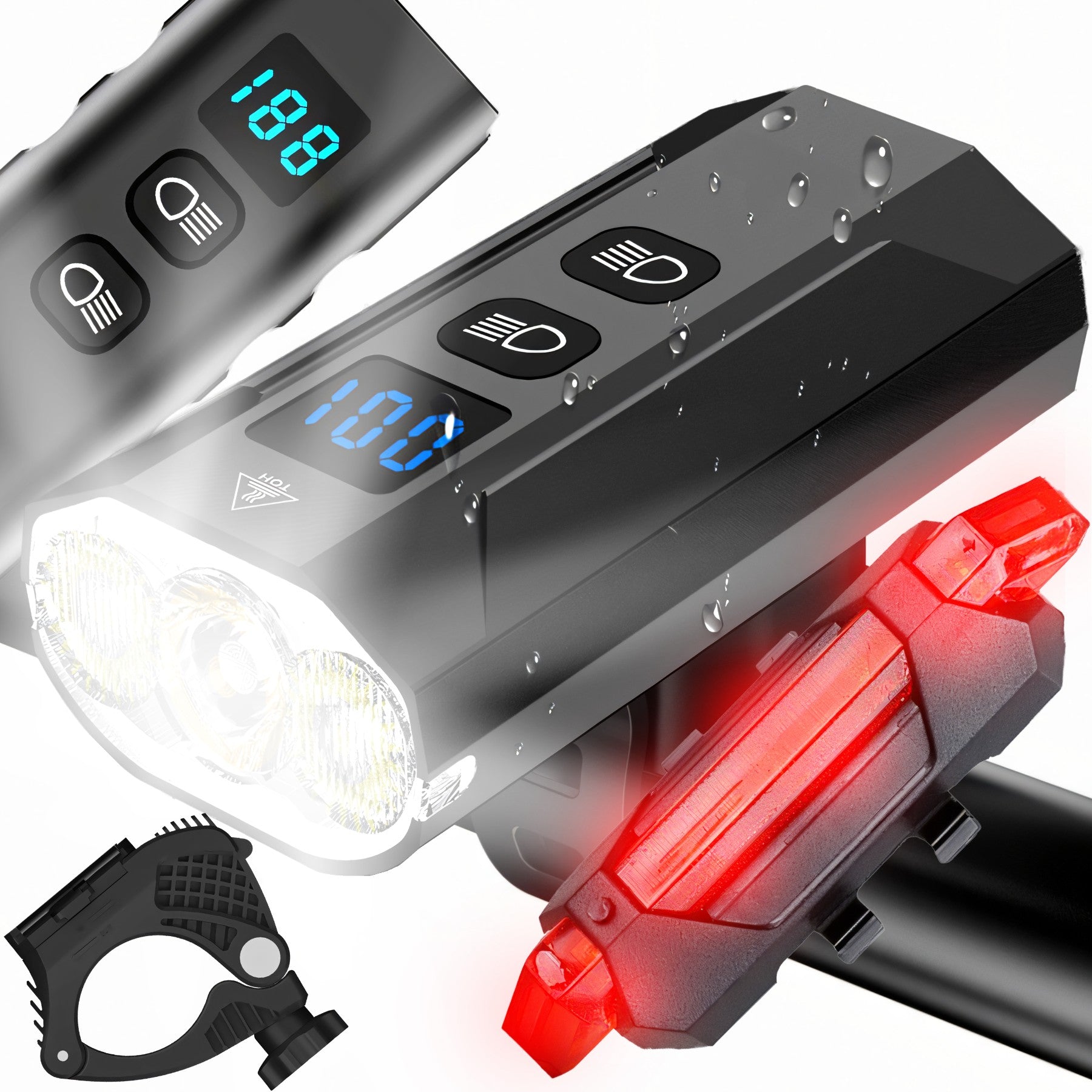 RTO Powerful LED Bike Light (Front + Rear) 900 lm, 2500 mAh Flashlight - er1032