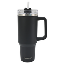 Klausberg Insulated mug with straw, black, 1100 ml, stainless steel, Klausberg, KB-7942