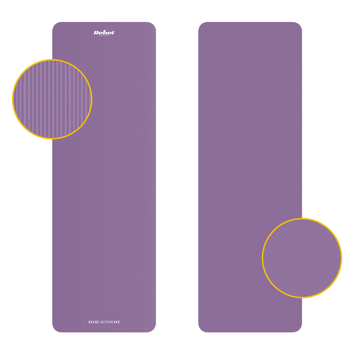 Rebel Exercise mat for yoga, Pilates, and fitness, 183x61 cm, 1 cm thick, NBR material, purple, REBEL ACTIVE – image 3