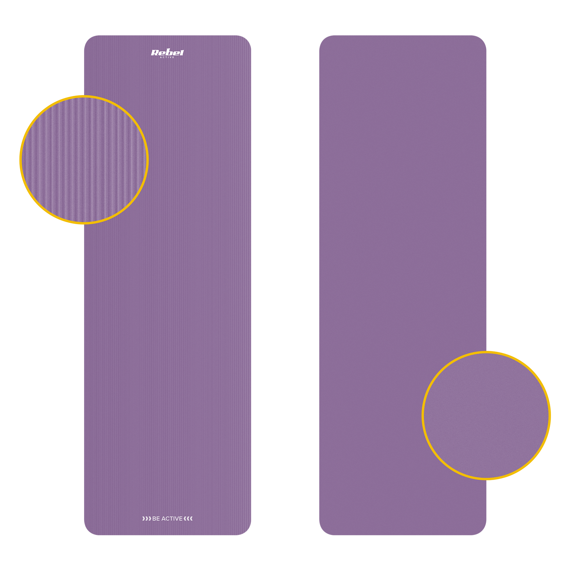Rebel Exercise mat for yoga, Pilates, and fitness, 183x61 cm, 1 cm thick, NBR material, purple, REBEL ACTIVE – image 3