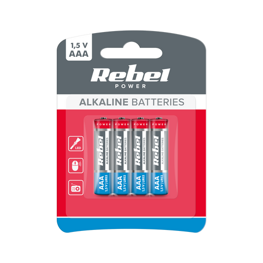 Rebel Alkaline, coin-cell, and – REBEL LR03 Alkaline Batteries, 4 per pack.