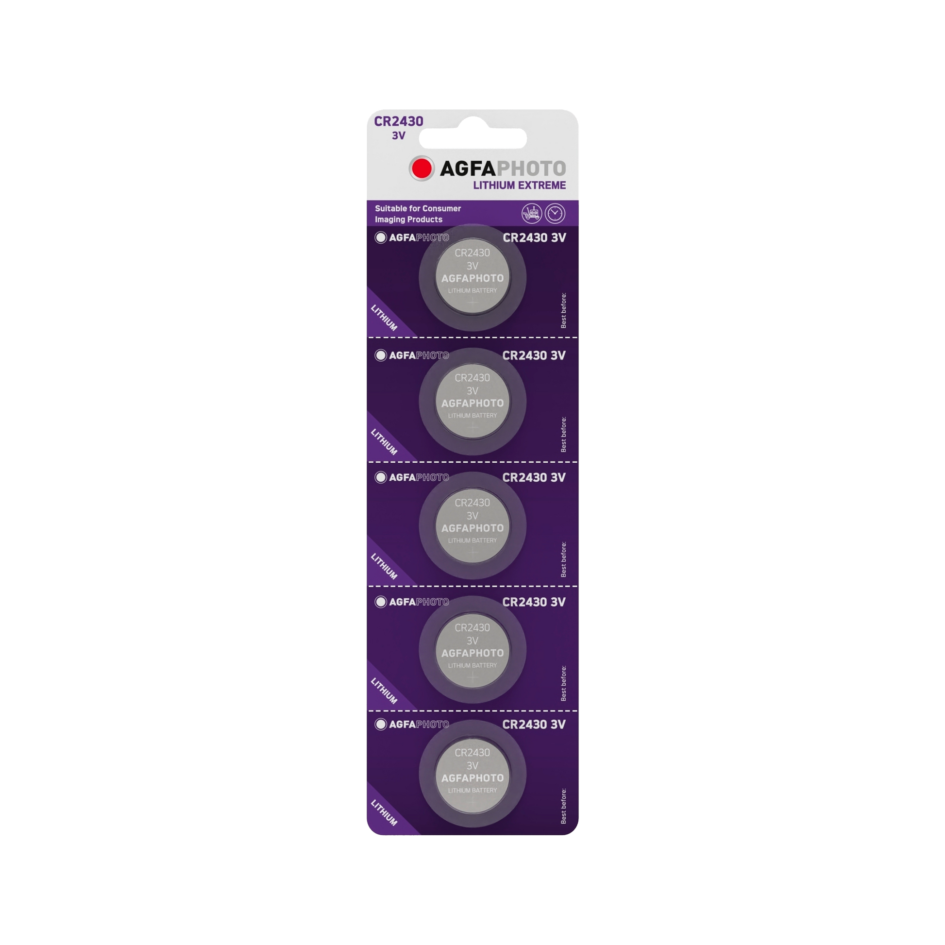 AGFA Alkaline, coin-cell, and – AgfaPhoto CR2430 Battery, 5 per blister pack