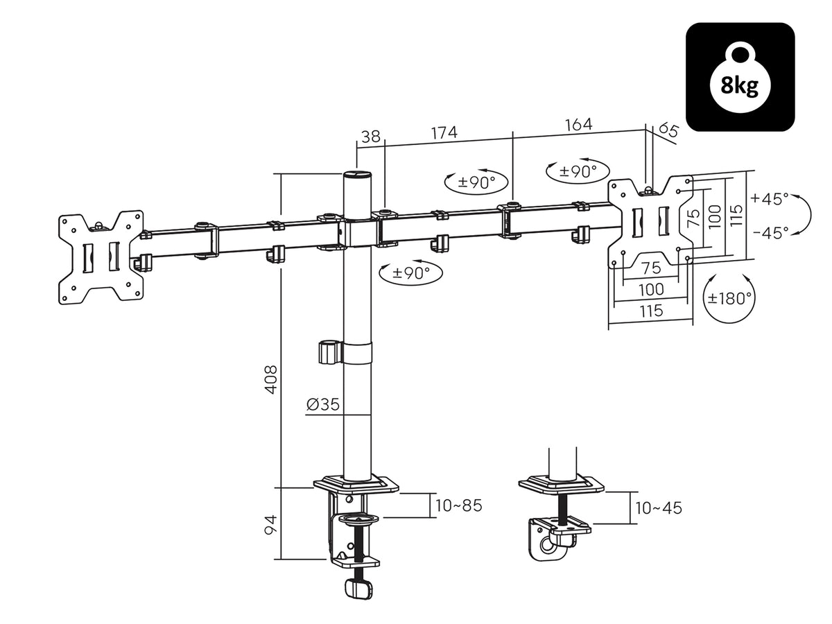 Blow TV – 76-871# HQ 13"-32" LCD TV Mount for Desk (Dual) – image 2
