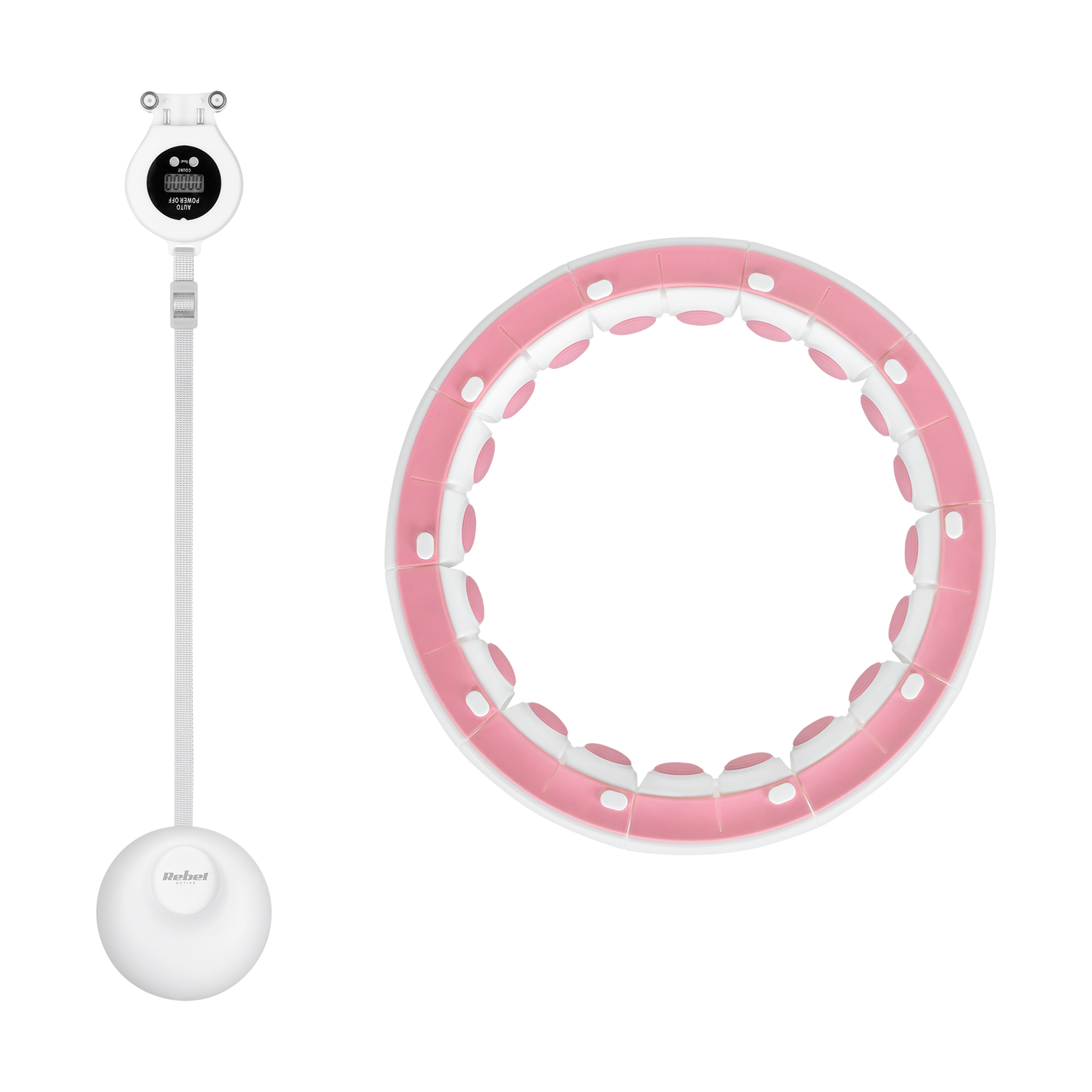 Rebel Smart Hula Hop Weight-Loss Hula Hoop with Counter, Nubs, and 50 cm Weight, Pink, REBEL ACTIVE – image 5