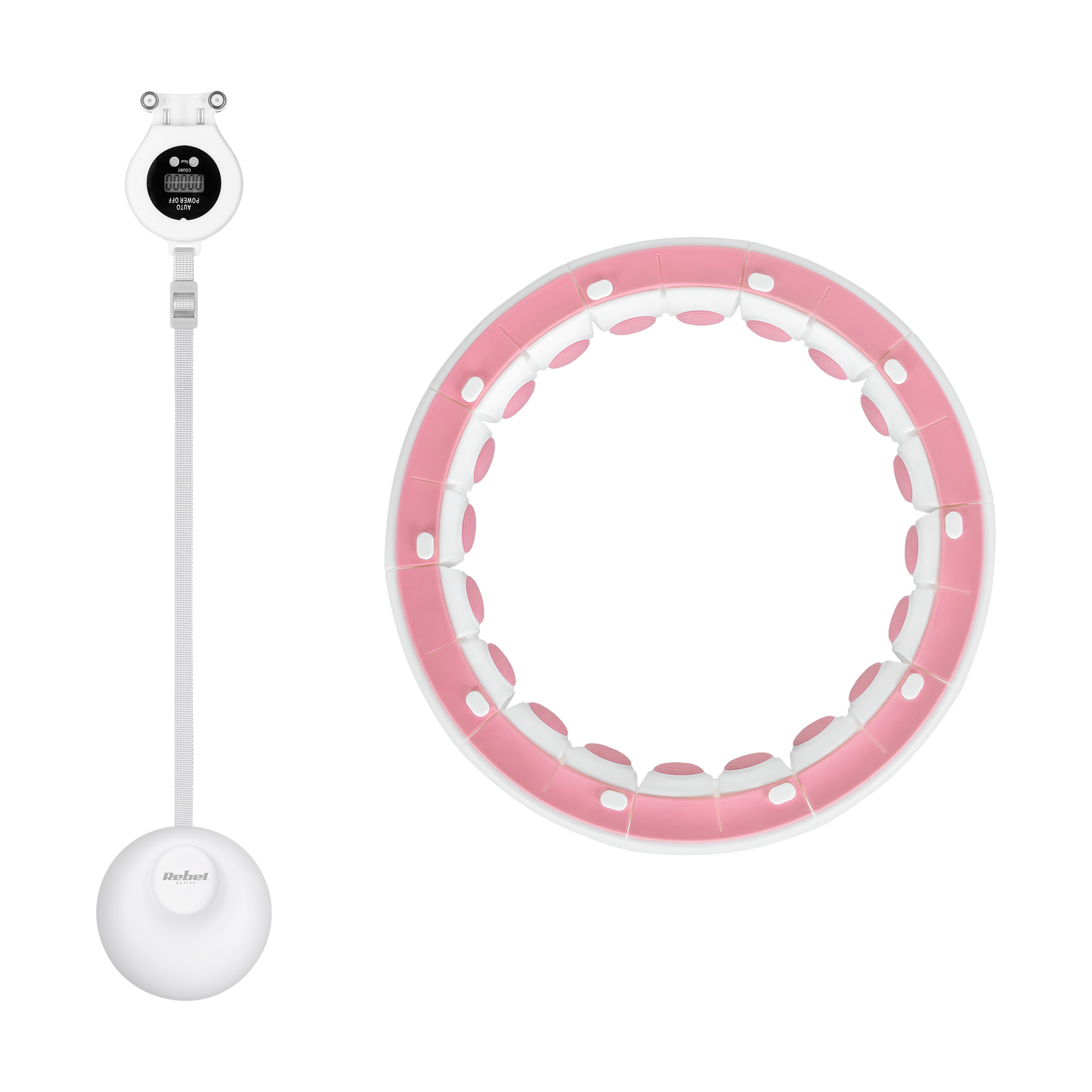 Rebel Smart Hula Hop Weight-Loss Hula Hoop with Counter, Nubs, and 50 cm Weight, Pink, REBEL ACTIVE – image 5