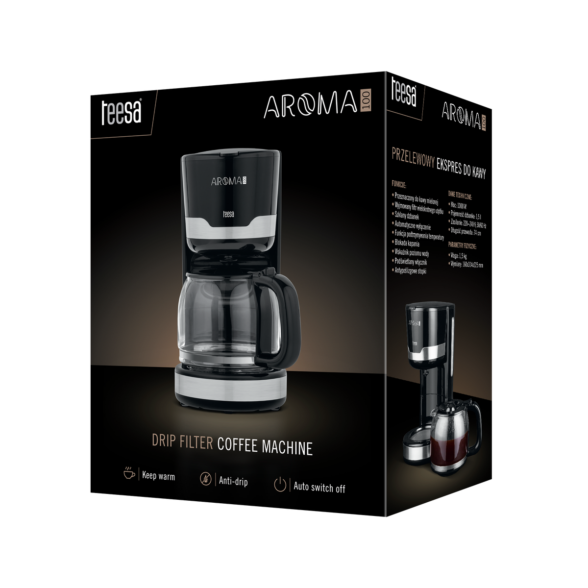 Teesa Coffee Makers – AROMA 100 1.5L Pour-Over Coffee Maker – image 5