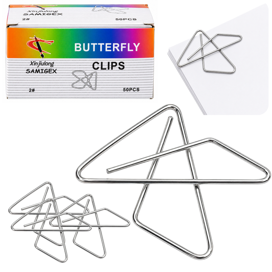 LEAN Metal Butterfly Cross Clips for Documents, Office Use, 32 mm, 50 pcs.