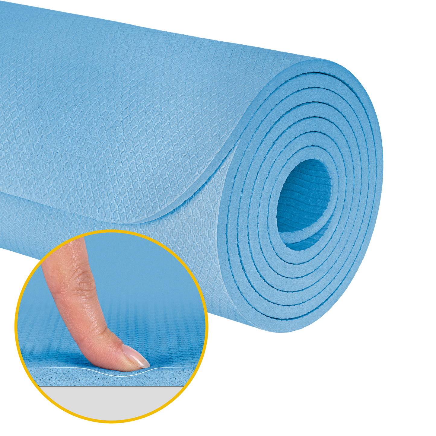 Rebel Exercise mat for yoga, Pilates, and fitness, 183x61 cm, 6 mm thick, TPE material, blue, REBEL ACTIVE – image 4