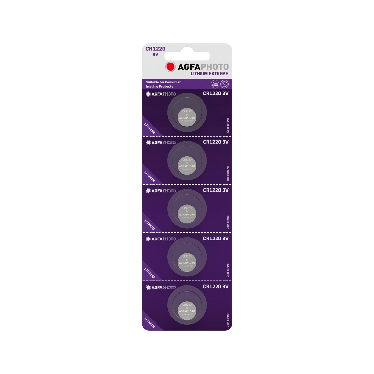 AGFA Alkaline, coin-cell, and – AgfaPhoto CR1220 Battery, 5 per blister pack