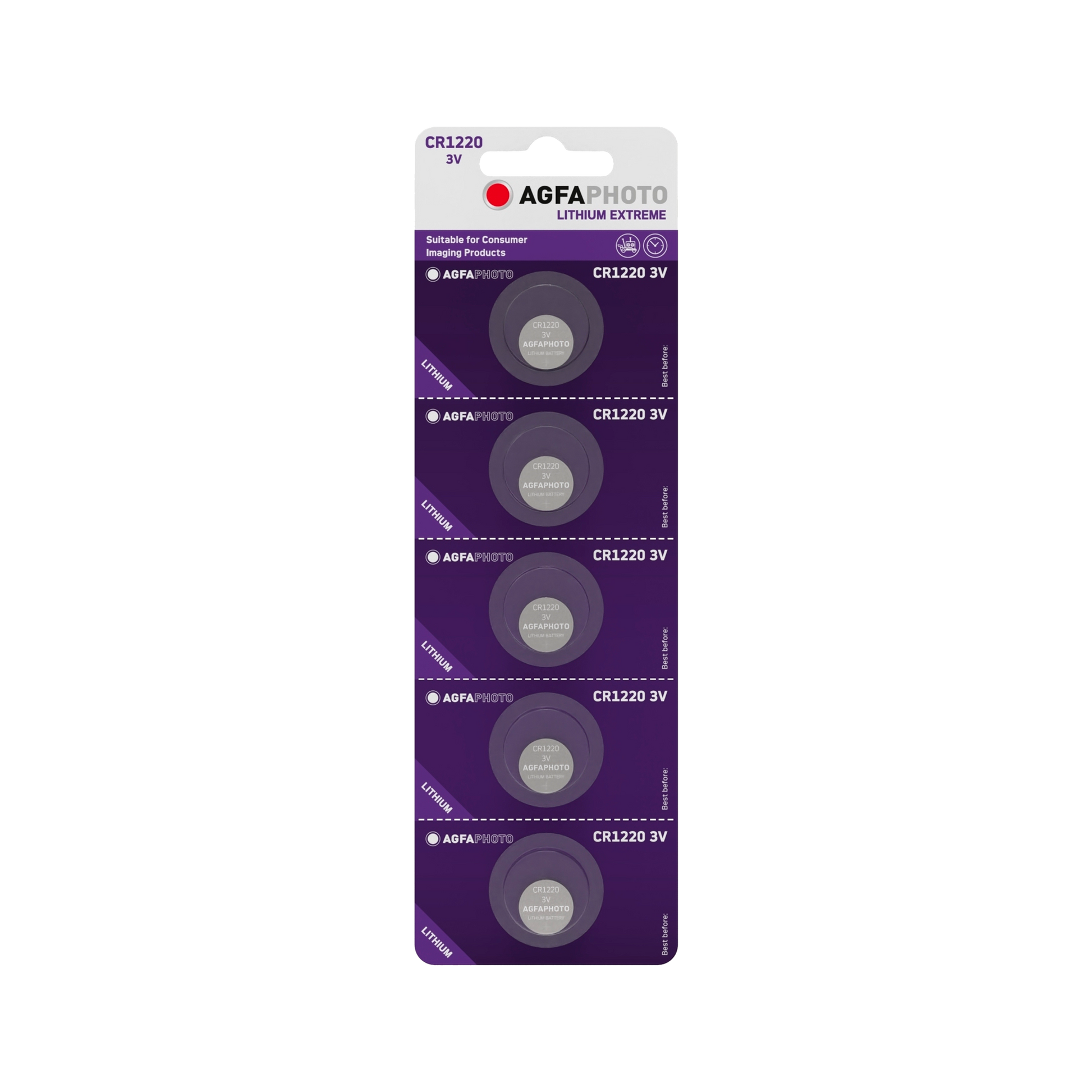 AGFA Alkaline, coin-cell, and – AgfaPhoto CR1220 Battery, 5 per blister pack