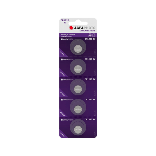 AGFA Alkaline, coin-cell, and – AgfaPhoto CR1220 Battery, 5 per blister pack