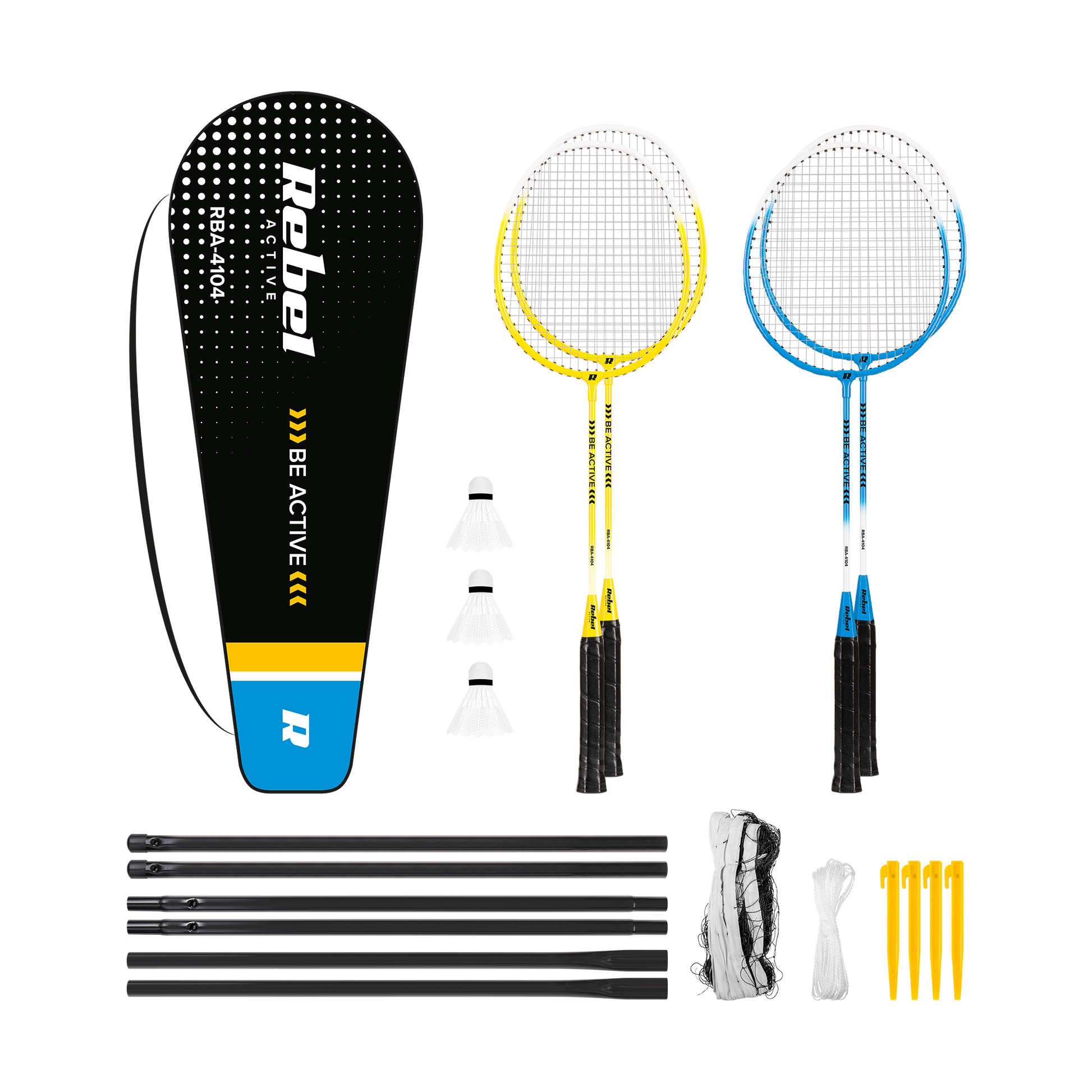 Rebel Badminton Set with Net, REBEL ACTIVE