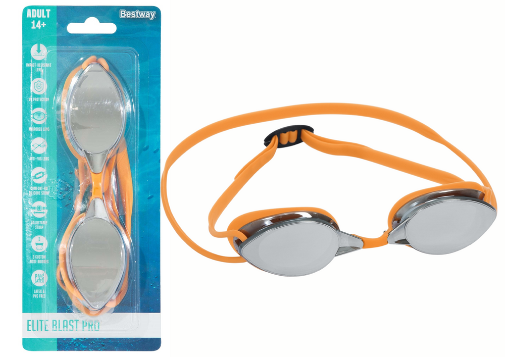 BESTWAY Swim caps, masks, fins – Bestway 21066 Orange Mirrored Swimming Goggles
