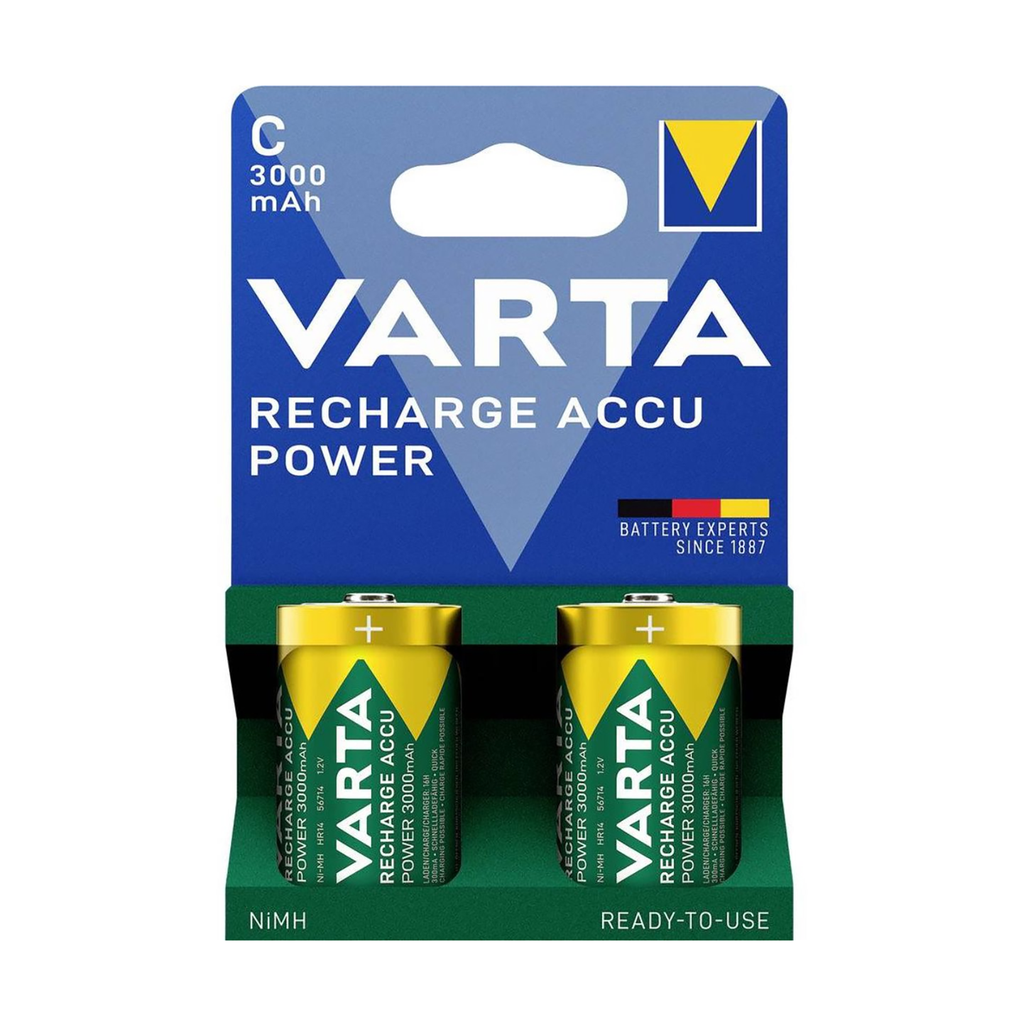 Varta Rechargeable – VARTA C/R14 NiMH 3000mAh Battery, 2 per blister pack