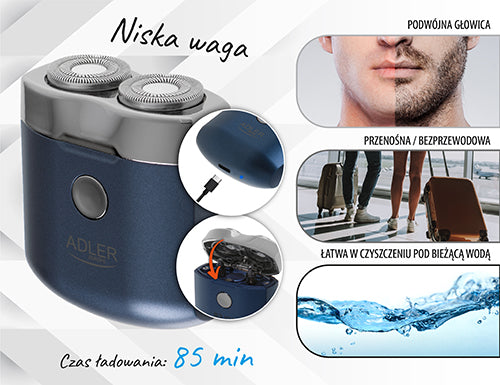 ADLER Shavers – AD 2937 Travel Shaver with 2 Heads and USB – image 8