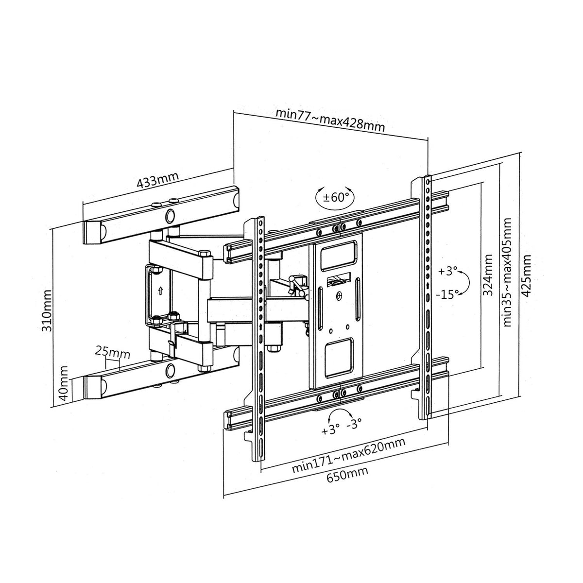 Maclean Maclean TV Mount / Bracket, max VESA 100x100, 13-27", 20 kg, black, MC-596 – image 16