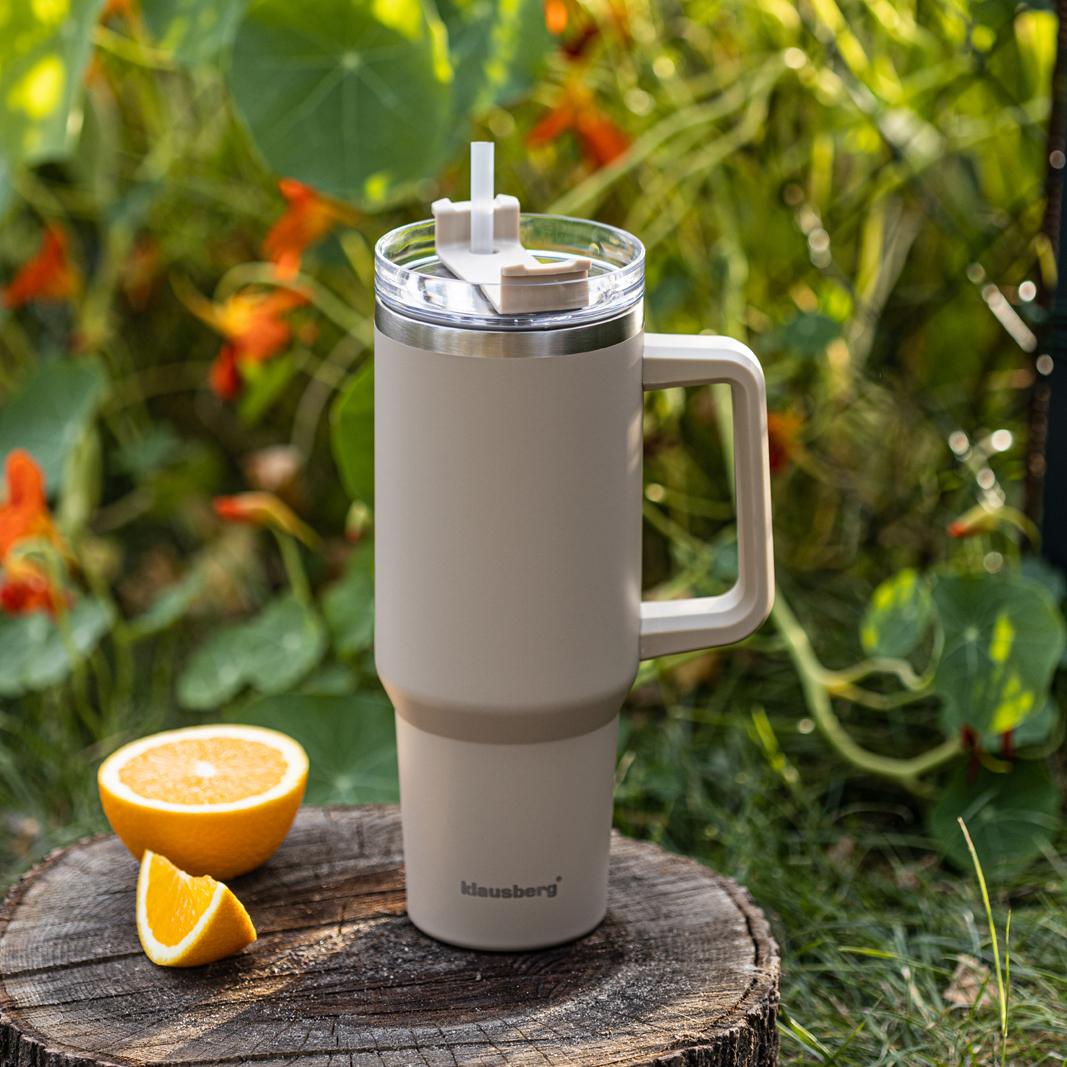 Klausberg Insulated mug with straw, gray, 1100 ml, stainless steel, Klausberg, KB-7943 – image 2