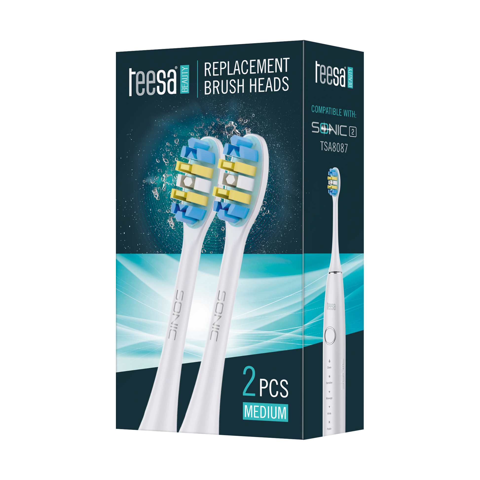 Teesa The remaining – TEESA SONIC 2 TSA8087-W Sonic Toothbrush Heads, Medium – image 3