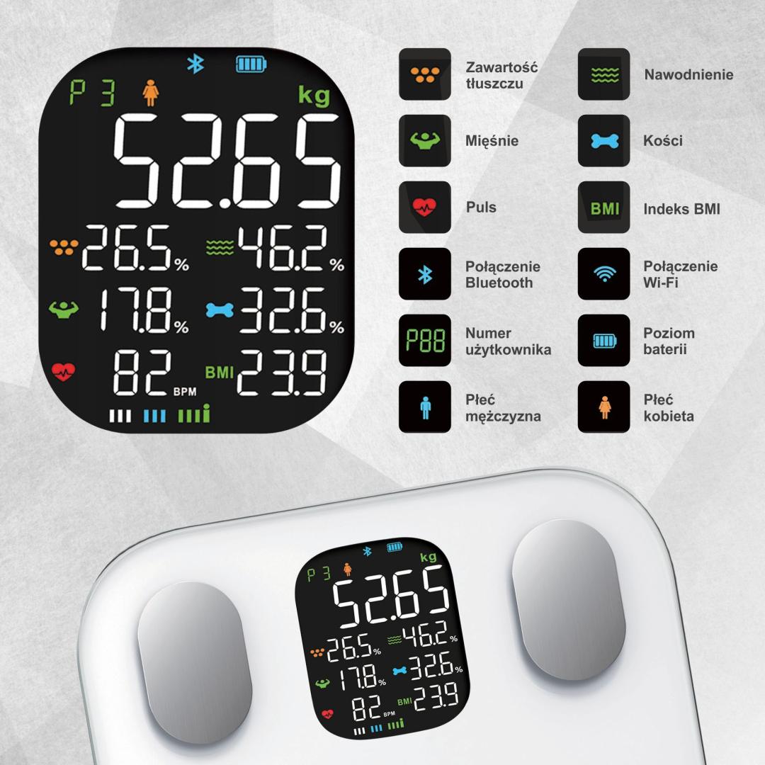 Klausberg Electronic bathroom scale with body composition analyzer, white, Klausberg, KB-7855 – image 9